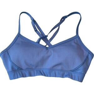 NWOT OFFLINE by Aerie Goals Ribbed Strappy back sports bra Blue Hook Back Large